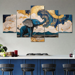 Elephant in Golden Clouds Majesty - NicheCanvas