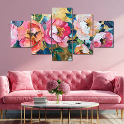 Golden Royal Flowers 02 - Wildrose Creations - NicheCanvas