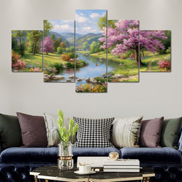 Springtime River Garden Melody - NicheCanvas
