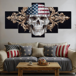 Patriotic Skull Baroque Fusion - NicheCanvas