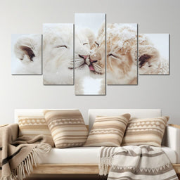 Winter Embrace Lion Cubs - NicheCanvas