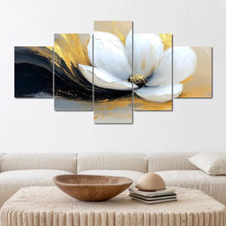 Golden Petals Onyx Dance - NicheCanvas