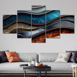 Colorful Wooden Waves 002 - Johanjjf - NicheCanvas