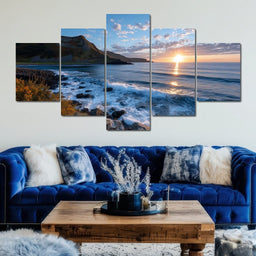 Golden Coastline Sunrise Tide - NicheCanvas