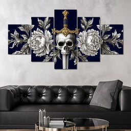 Baroque Skull and Peony Sword - NicheCanvas