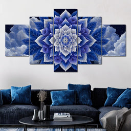 Starlit Sapphire Petal Mandala - NicheCanvas