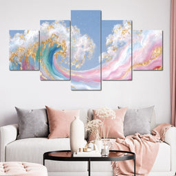 Golden Waves of Pastel Dreams - NicheCanvas