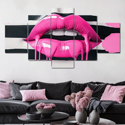 Luscious Pink Tantalizing Lips - NicheCanvas