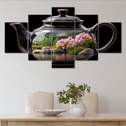 Zen Teapot Garden Reflection - NicheCanvas