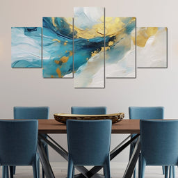 Oceanic Gold Swell Abstraction - NicheCanvas