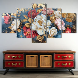 Golden Royal Flowers 01 - Wildrose Creations - NicheCanvas