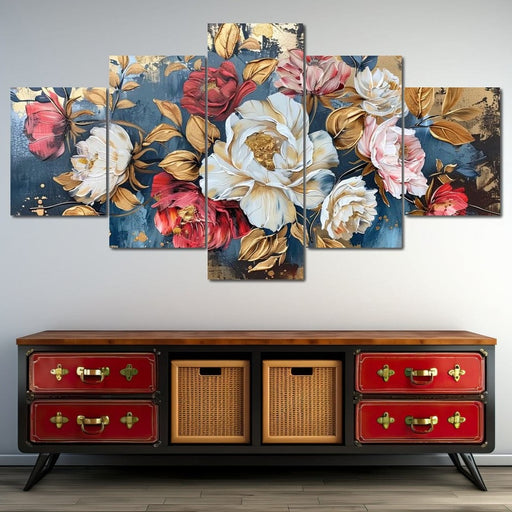 Golden Royal Flowers 01 - Wildrose Creations Canvas Print