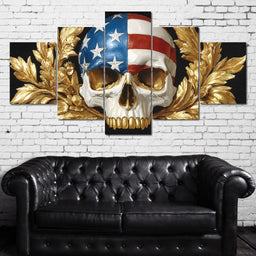 Patriot Skull Gold Laurel Glory - NicheCanvas