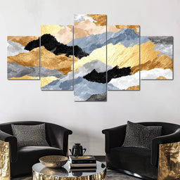 Golden Peaks Layered Mountains - NicheCanvas
