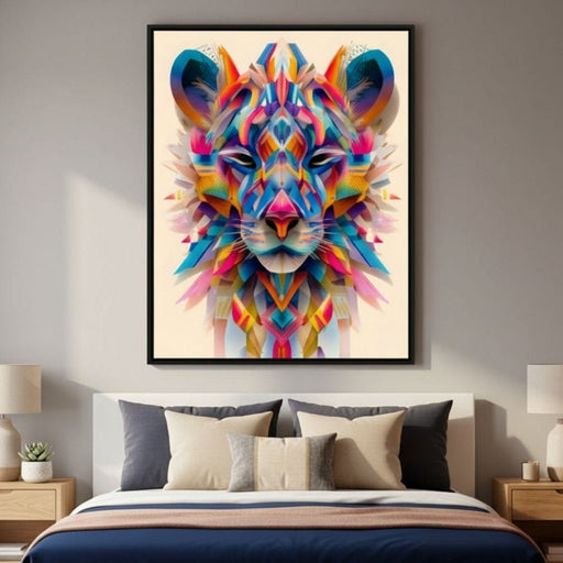Vivid Geometric Lion Majesty Canvas Print