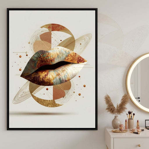 Golden Orbit Abstract Lips Canvas Print