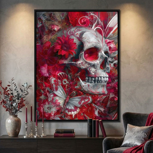 Rose Petal Skull Garden Feast Canvas Print