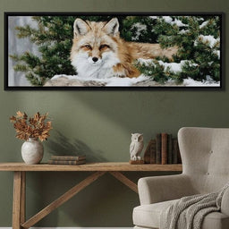 Winter Fox Under Pine Boughs