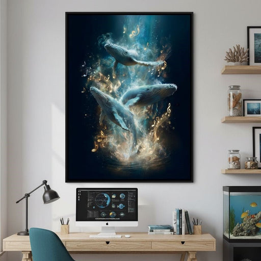 Melodic Tides of Dancing Whales Canvas Print