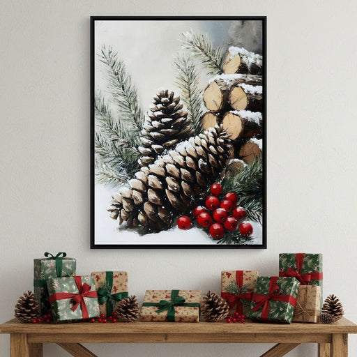 Snowy Pinecone Winter Gathering Canvas Print
