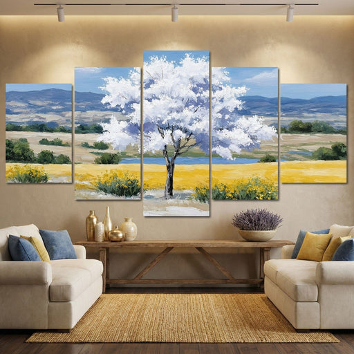 White Blossom Meadow Vista Canvas Print