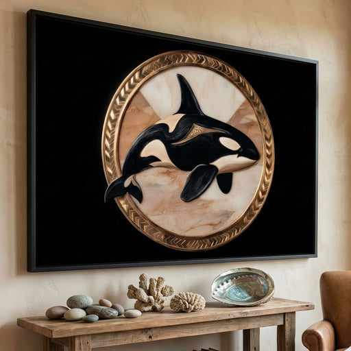 Orca Medallion Marble Glow Canvas Print