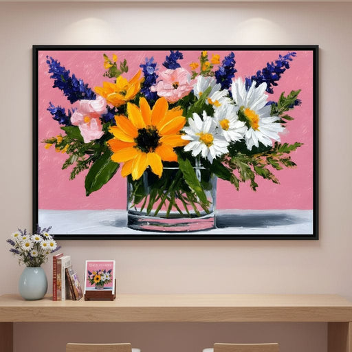 Pink Bouquet Sunflower Daisies Canvas Print