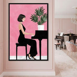Elegant Pianist On Pink Backdrop