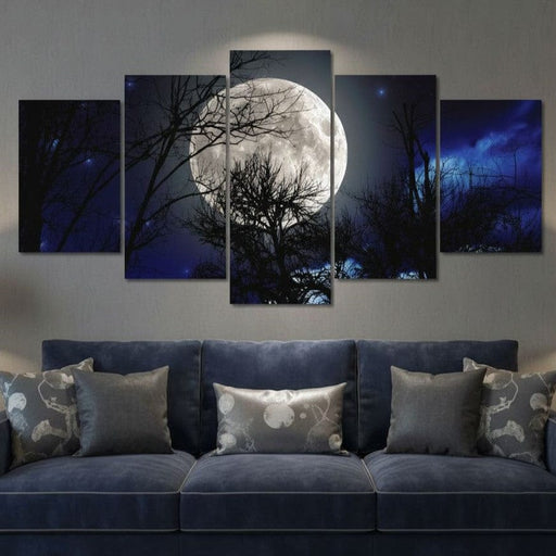 Full Moon Night - Canvas Print - breathtaking wall art of a night sky painting and a full bright moon - this art piece is the perfect gift for someone you love | NicheCanvas