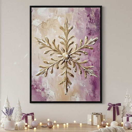Golden Snowflake Abstract Glow Canvas Print
