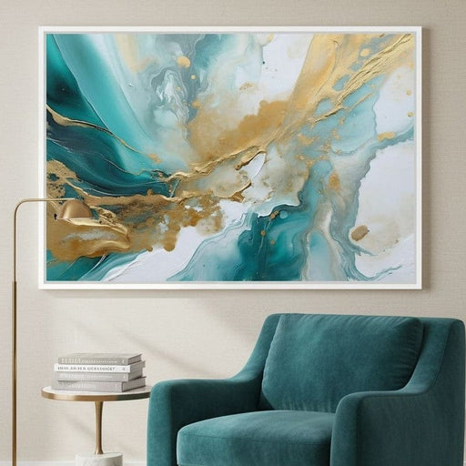 Oceanic Gold Turquoise Abstract Canvas Print