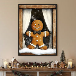 Gingerbread Joy At Snowy Window
