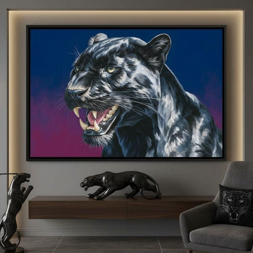Midnight Panther Fury Surge Canvas Print