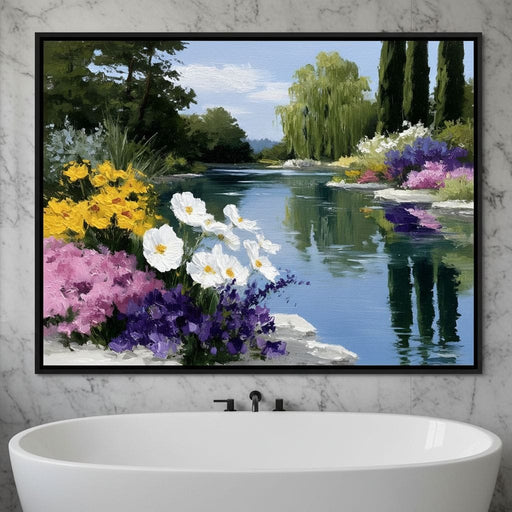 Summer Garden Lakeside Reflection Canvas Print