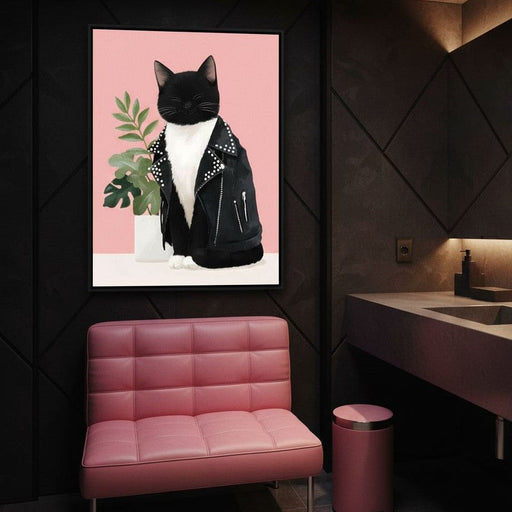 Rebel Feline Fashion Portrait Canvas Print