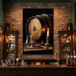 Candlelit Irish Whiskey Barrel