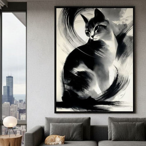 Inkbrush Noir Feline Reverie Canvas Print