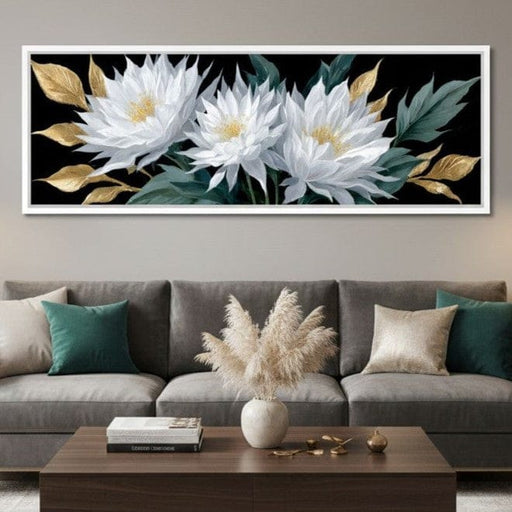 White Lotus Gold Leaf Bouquet Canvas Print