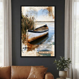 Abandoned Boat Waiting Upon Still Waters - living room mockup