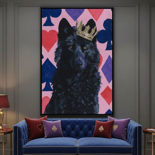 Regal Midnight Wolf Card Royalty Canvas Print