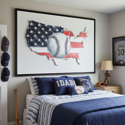 Patriotic Baseball USA Map Tribute