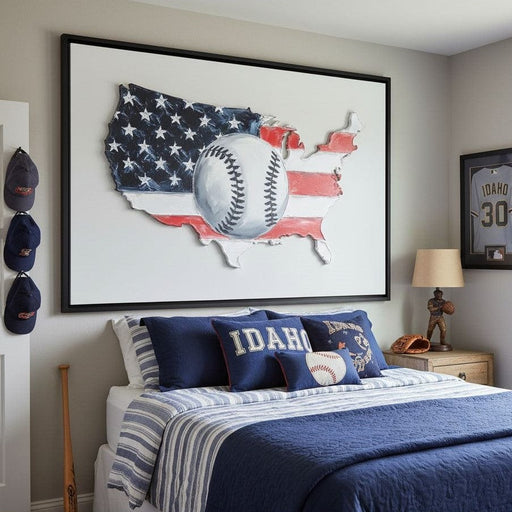 Patriotic Baseball USA Map Tribute Canvas Print