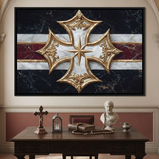 Golden Heritage Cross Emblem Canvas Print