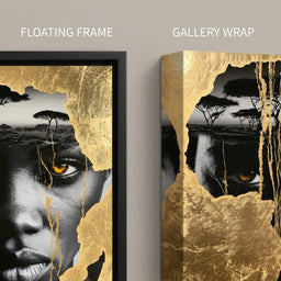 Ancestral Roots Emerging From Gilded Soil - floating frame vs gallery wrap detail