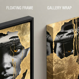 Ancestral Roots Emerging From Gilded Soil - floating frame vs gallery wrap detail