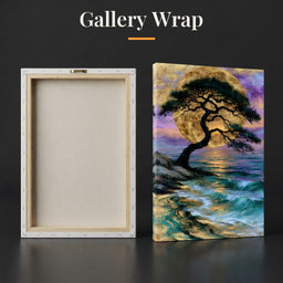 Ancient Pine Before The Gilded Moon - Gallery Wrap back and front