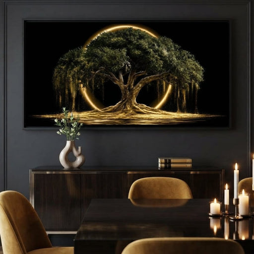 Ancient Tree Upon The Hollow Moon Canvas Print