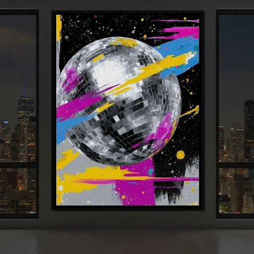 Neon Disco Ball Galaxy Pop Canvas Print