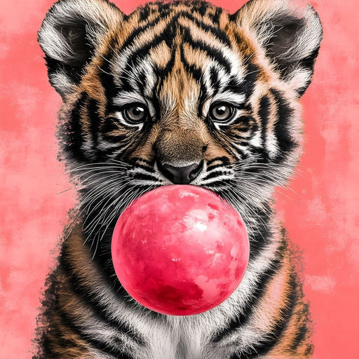 Playful Cub Bubble Burst Pink Canvas Print