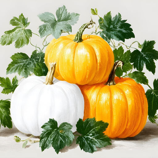 Harvest Pumpkin Trio Botanical Canvas Print